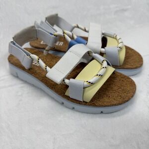 Camper Women's Sandals Cork Platform Rope Straps Adjustable White Yellow Size 37